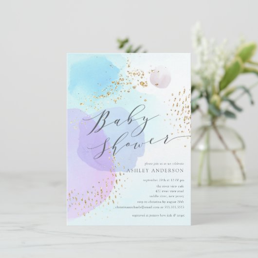 Abstracte patelcirkels Baby shower uitnodiging (Staand voorkant)