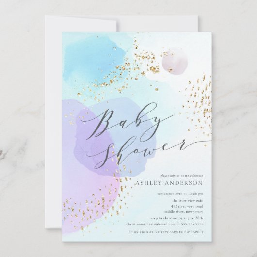 Abstracte patelcirkels Baby shower uitnodiging (Voorkant)