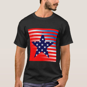 Abstracte Patriottische Ster op Rood en Blauw T-shirt