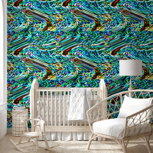 Abstracte Patronen Blauw Multicolor Boho Kleurrijk Behang (Kinderen)