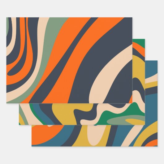 Abstracte patronen met lijnen en cirkels Retro Inpakpapier Vel (Set)