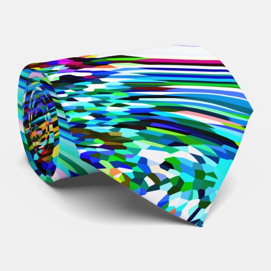 Abstracte patronen turquoise kleurrijk trendy stropdas (Opgerold)