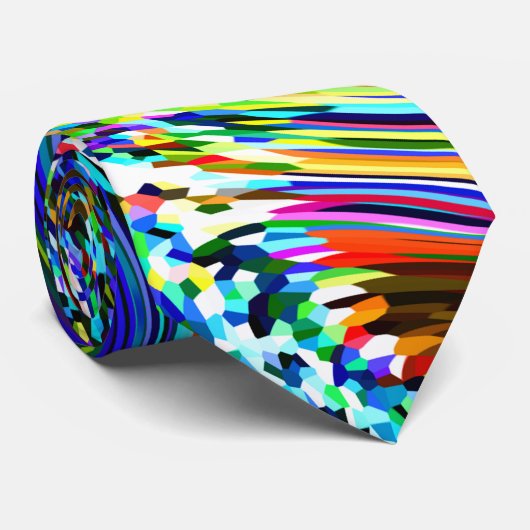 Abstracte patronen turquoise multikleur kleurrijk stropdas (Opgerold)