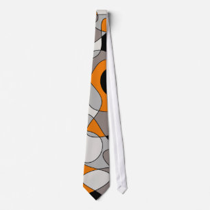 Abstracte patroon - grijs en oranje. stropdas