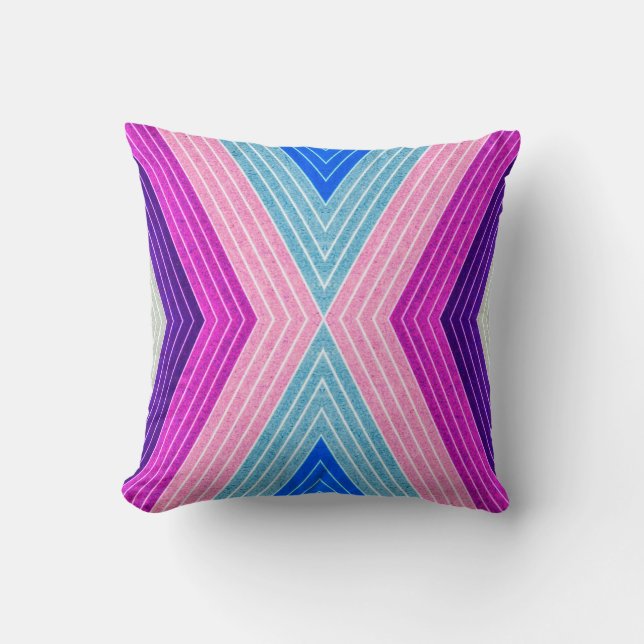 ABSTRACTE PATROON PILLOW, Paarse Blauwe Retro Kussen (Voorkant)