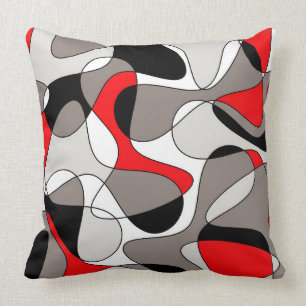 Abstracte patroon - rood en grijs. kussen