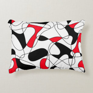 Abstracte patroon - rood, zwart en wit. accent kussen