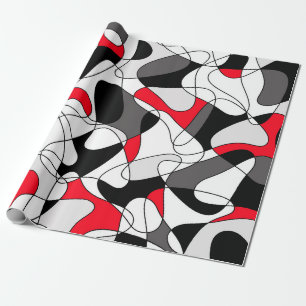 Abstracte patroon - rood, zwart en wit. cadeaupapier