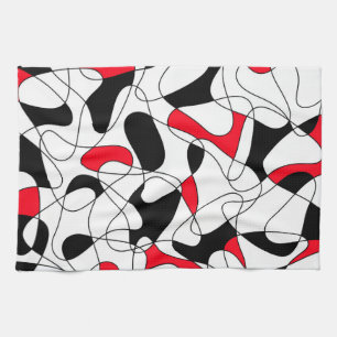 Abstracte patroon - rood, zwart en wit. theedoek