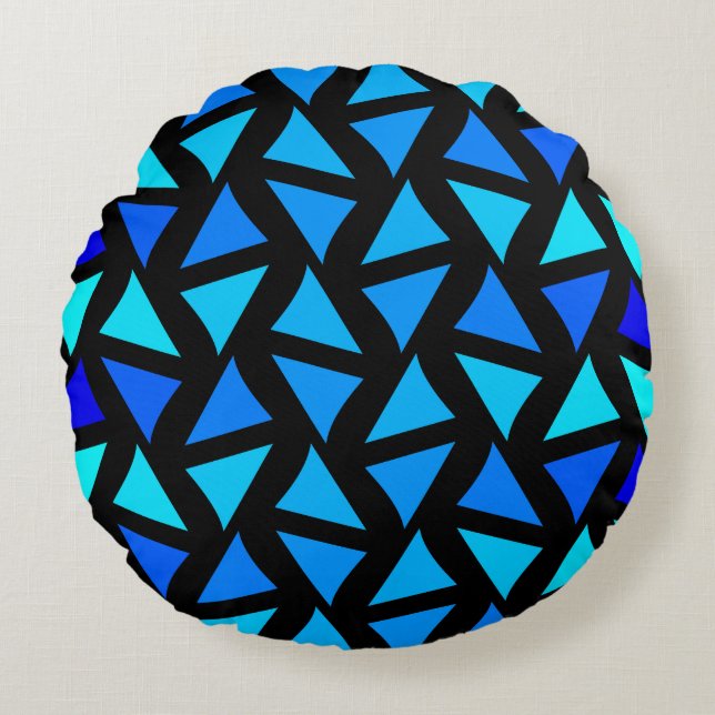 Abstracte patroonblues rond kussen (Voorkant)