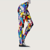 Abstracte patroonkleurige, kleurrijke schildpad leggings (Rechts)