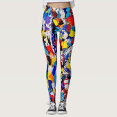 Abstracte patroonkleurige, kleurrijke schildpad leggings (Voorkant)