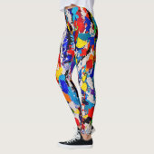 Abstracte patroonkleurige, kleurrijke schildpad leggings (Links)