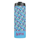 Abstracte patroonnaam blauwe hemelthermische tumbl thermosbeker (Voorkant)