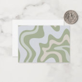 Abstracte patroonretro vloeistof in grijs-groen notitiekaartje (Voorkant / Achterkant in situ)