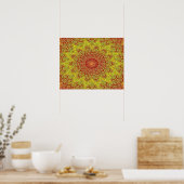 Abstracte patroonrode en gele mozaïektegel poster (Keuken)