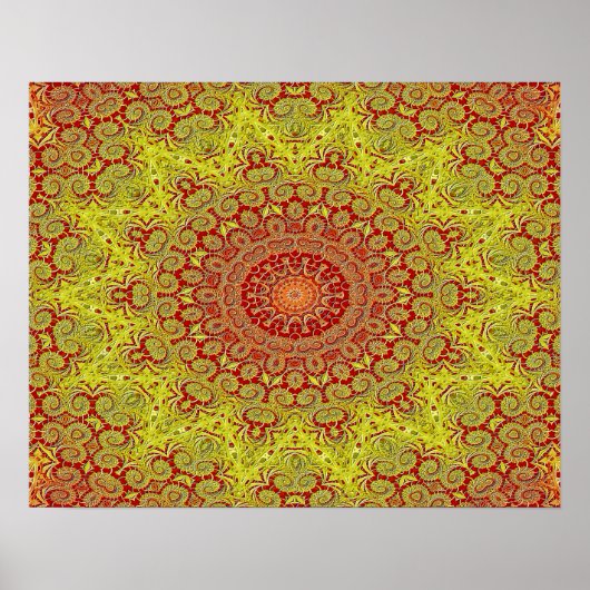 Abstracte patroonrode en gele mozaïektegel poster (Voorkant)