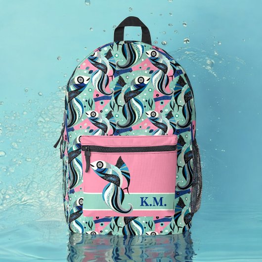 Abstracte pattereerde vis bedrukte rugzak