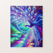 Abstracte pauw in de winter met noorderlicht legpuzzel (Verticaal)