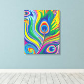 Abstracte Pauwveer Kunst Canvas Afdruk (Insitu (Houten vloer))