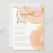 Abstracte Peach Pink Paint Swirl Engagement Party Kaart (Voorkant)