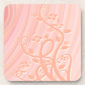 Abstracte Peach Roze Spirals Vines Flowers Onderzetter (Voorkant)