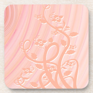 Abstracte Peach Roze Spirals Vines Flowers Onderzetter
