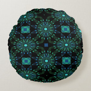 Abstracte Peacock Colors Pillow-Design 1 Rond Kussen