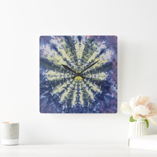 Abstracte Peacock Feather Clock Vierkante Klok (Huis)