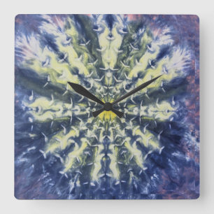 Abstracte Peacock Feather Clock Vierkante Klok