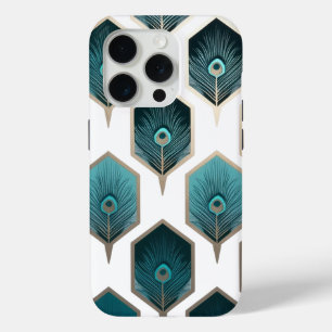 Abstracte Peacock Feather geometrisch ontwerp iPhone 15 Pro Case