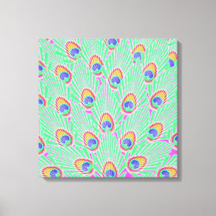 Abstracte Peacock Feathers Canvas Afdruk
