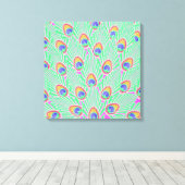 Abstracte Peacock Feathers Canvas Afdruk (Insitu (Houten vloer))