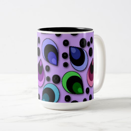 Abstracte Peacock Feathers Pattern-Mok Tweekleurige Koffiemok (Voorkant rechts)