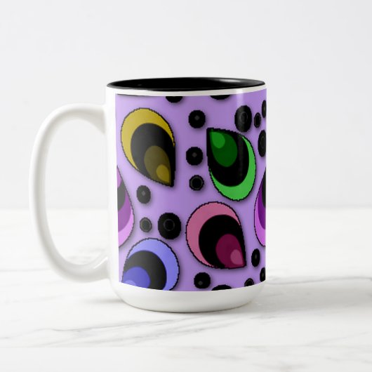 Abstracte Peacock Feathers Pattern-Mok Tweekleurige Koffiemok (Links)