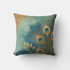 Abstracte Peacock-gouden blad kunstwerkstijl 17 Kussen