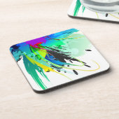 Abstracte Peacock Paint Spletters Drankjes Onderzetter (Linkerzijde)