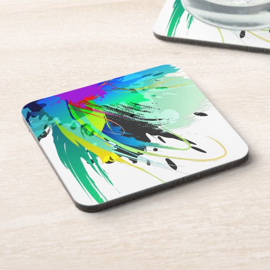Abstracte Peacock Paint Spletters Drankjes Onderzetter (Linkerzijde)