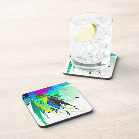 Abstracte Peacock Paint Spletters Drankjes Onderzetter (Rechterzijde)