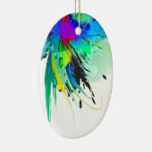 Abstracte Peacock Paint Spletters Keramisch Ornament (Rechts)