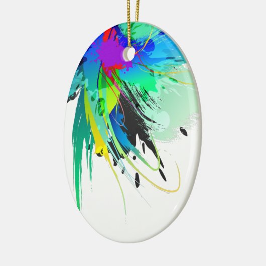 Abstracte Peacock Paint Spletters Keramisch Ornament (Links)
