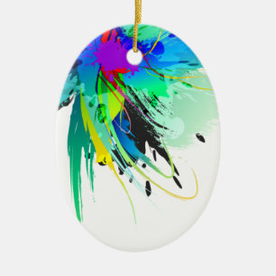 Abstracte Peacock Paint Spletters Keramisch Ornament