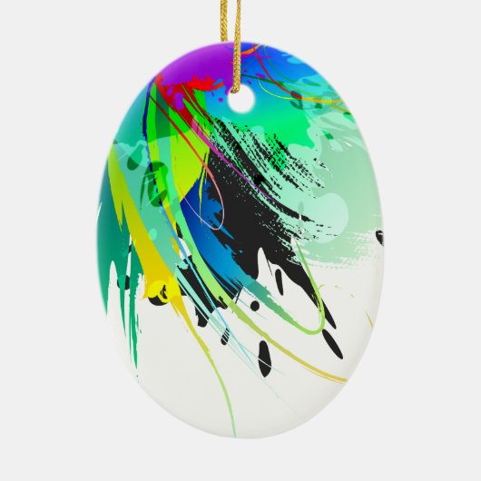 Abstracte Peacock Paint Spletters Keramisch Ornament (Achterkant)