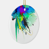 Abstracte Peacock Paint Spletters Keramisch Ornament (Rechts)