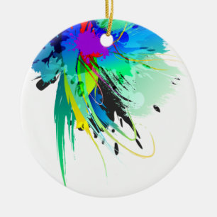 Abstracte Peacock Paint Spletters Keramisch Ornament