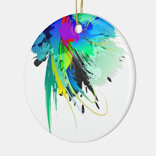Abstracte Peacock Paint Spletters Keramisch Ornament (Links)