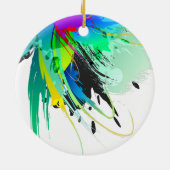 Abstracte Peacock Paint Spletters Keramisch Ornament (Achterkant)