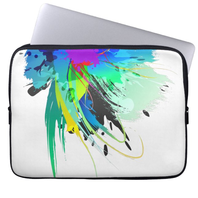 Abstracte Peacock Paint Spletters Laptop Sleeve (Voorkant)