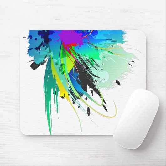 Abstracte Peacock Paint Spletters Muismat (Met muis)