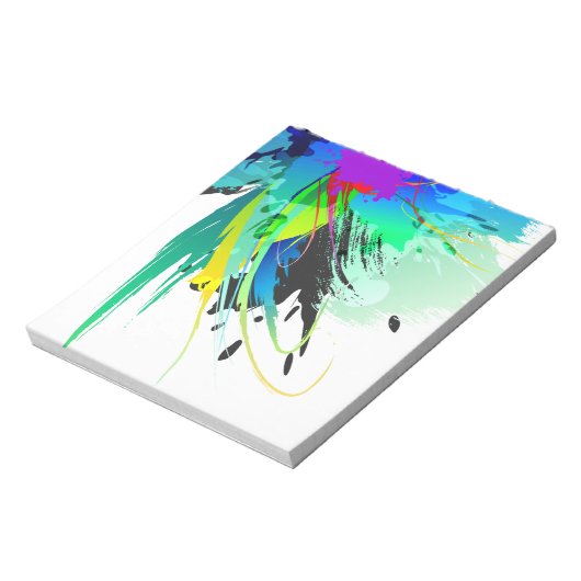 Abstracte Peacock Paint Spletters Notitieblok (Linkerzijde)